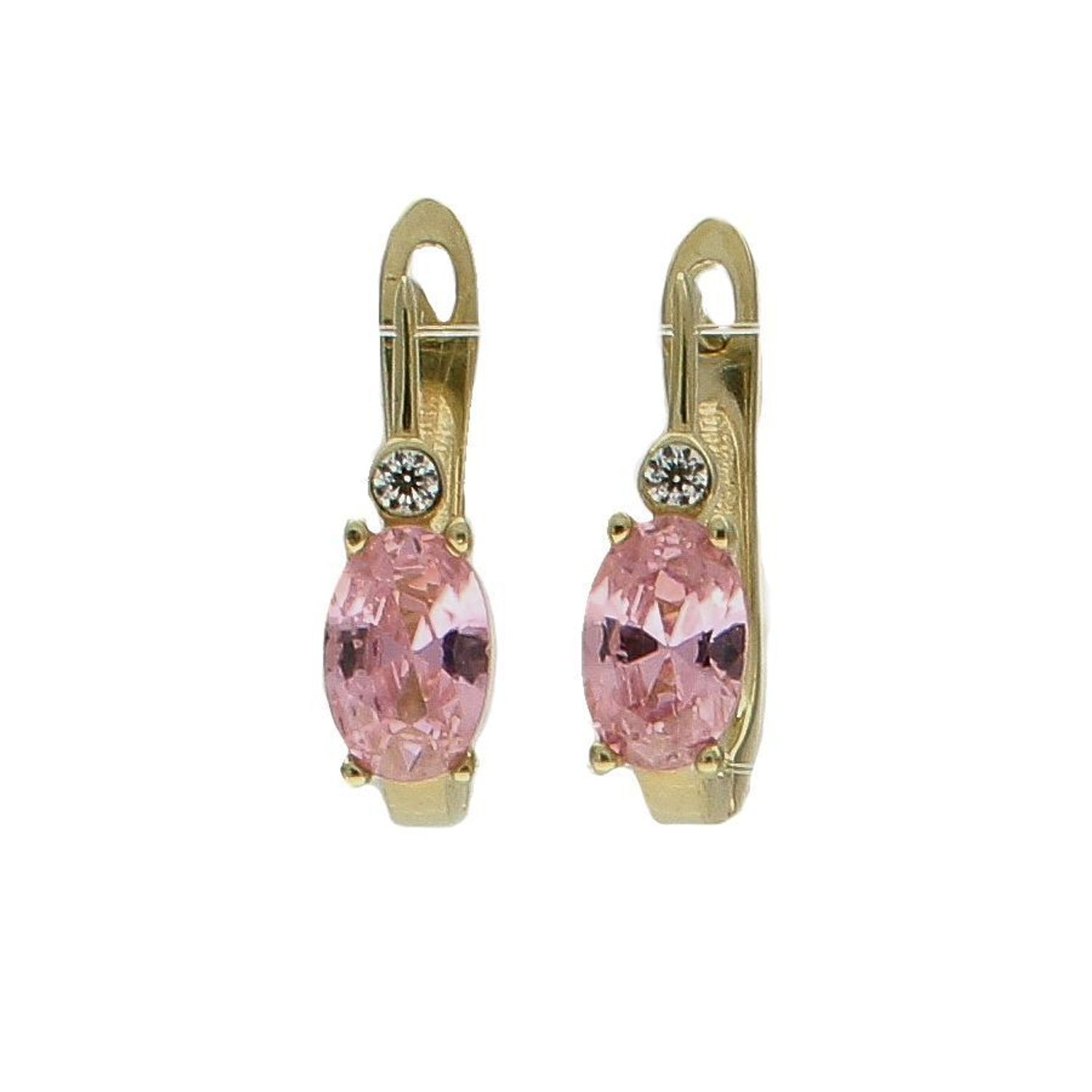 Kolczyki złote 333 dla dziewczynki KL 5607A 333.Śliczne, złote kolczyki dla dziewczynki wykonane z wysokiej próby złota 333 o wadze około 1,44 g oraz długości około 1,3 cm. Minimalistyczne kolczyki z cyrkoniami w kolorze różow.jpg